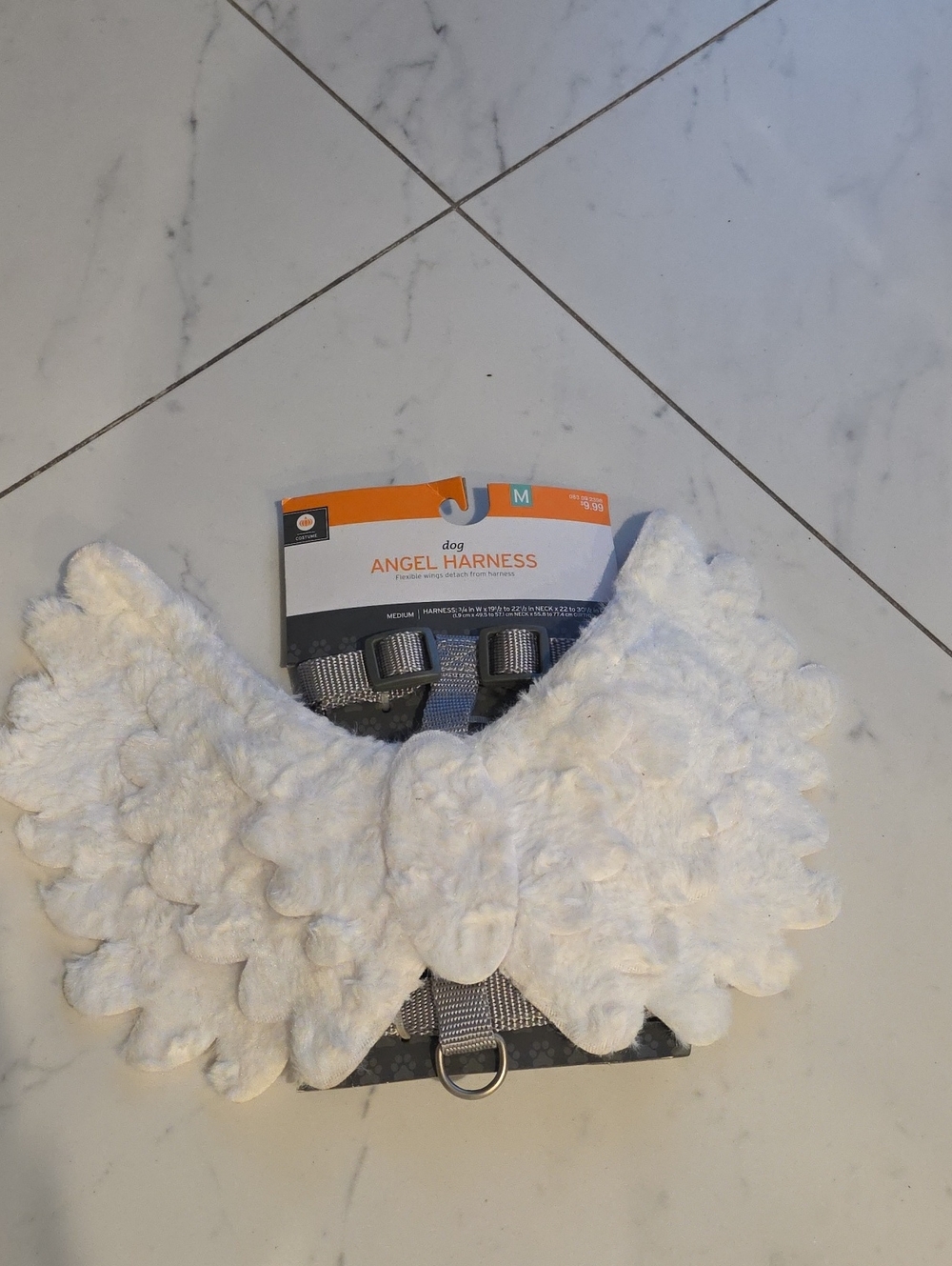 COSTUME White Plush Angel Wings Dog Harness